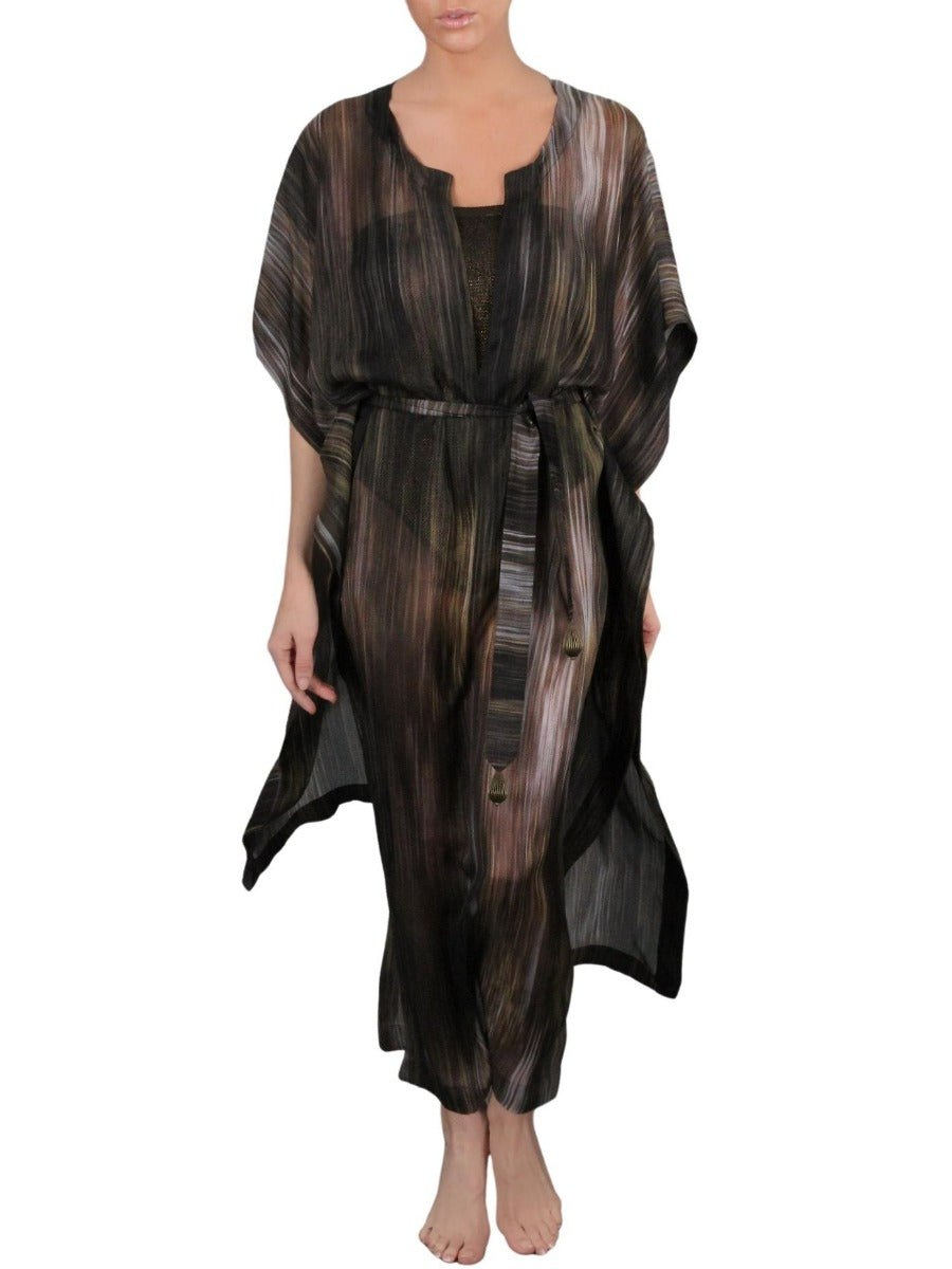 Moroccan Caftan Khaki Stripes