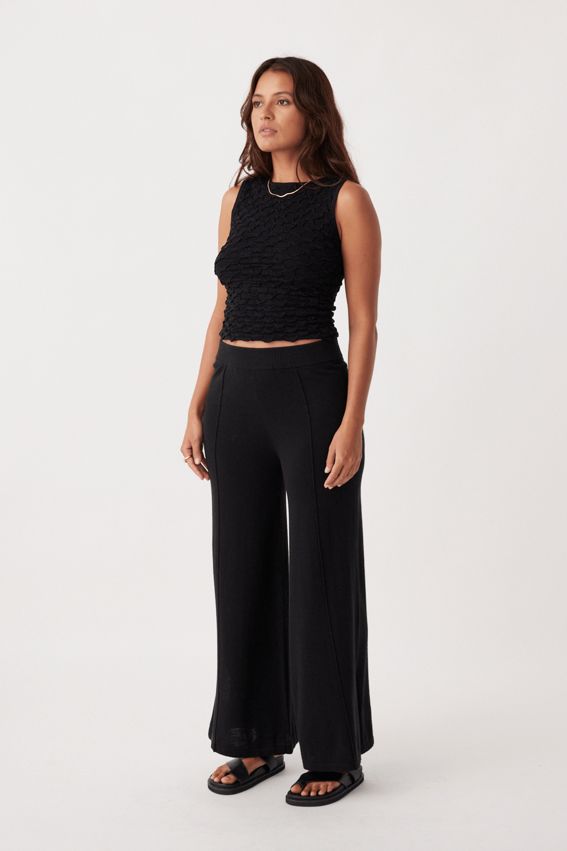 Mila Reversible Textured Tank - Black