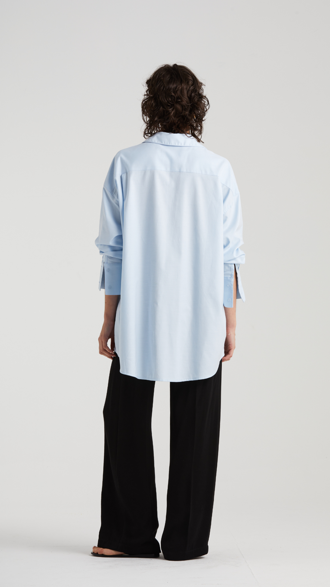 Signature Relaxed Monogram Cotton Shirt, Oxford Blue