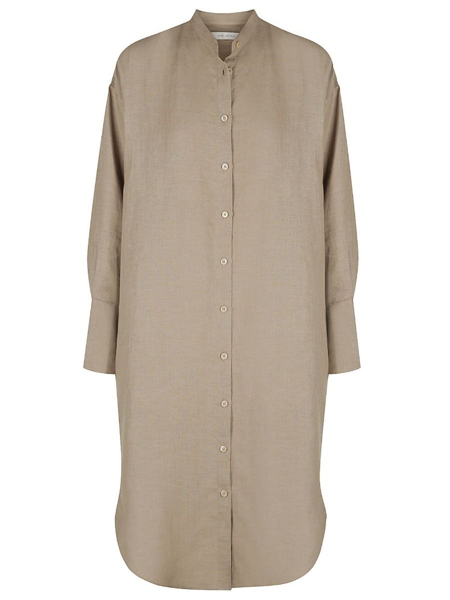 Classic Linen Shirtdress Taupe