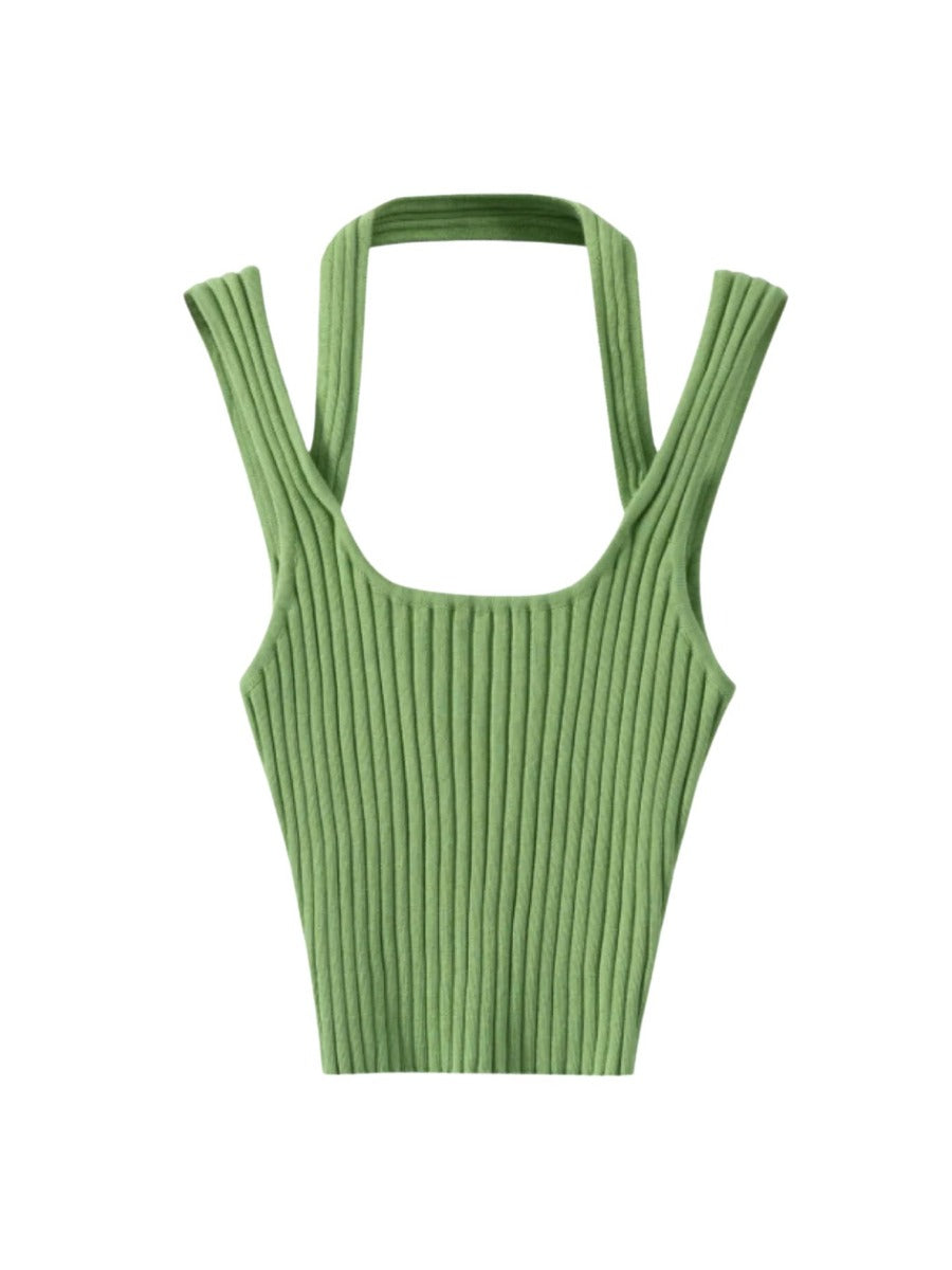 Algarve Rib Knit Tank Green