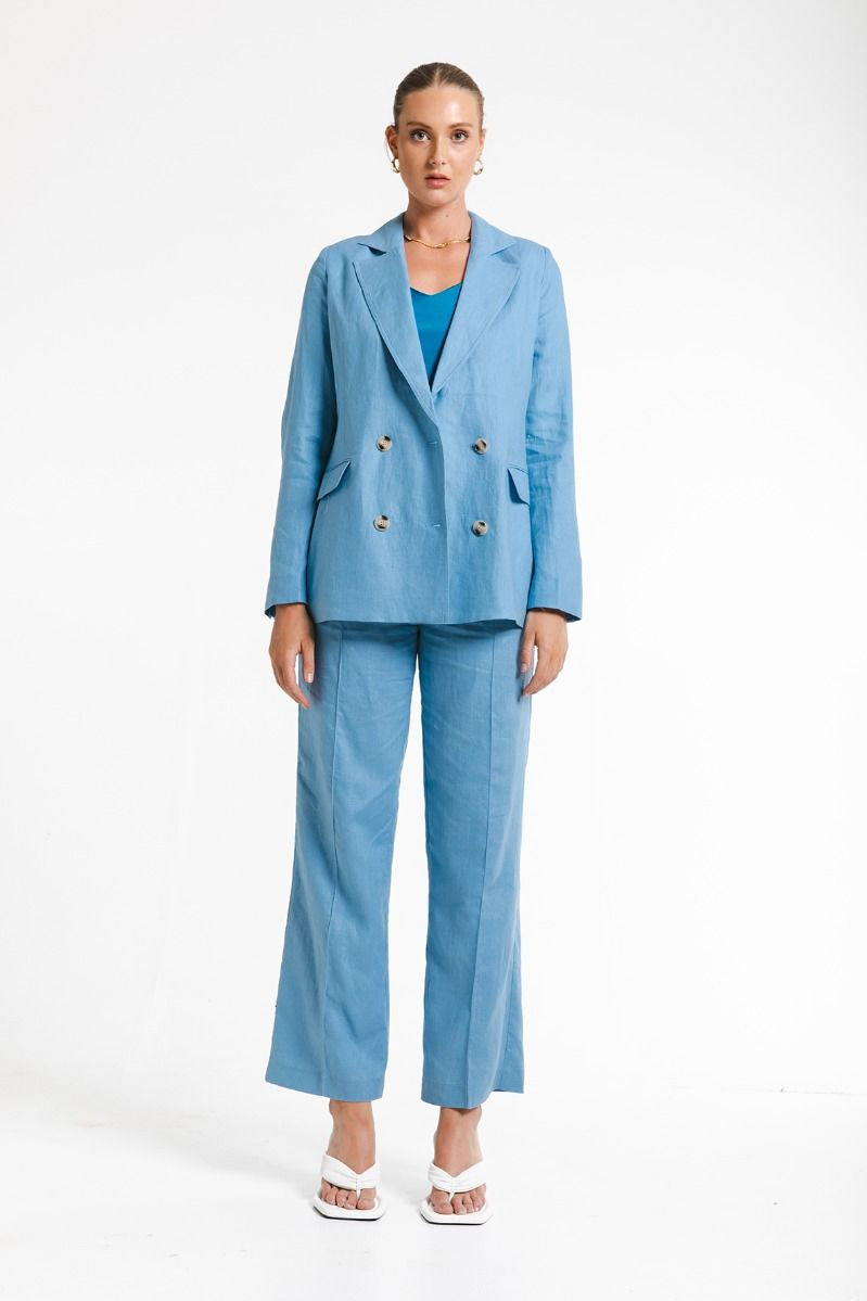 Ruby Relaxed Linen Blazer Dusk Blue