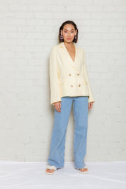 Ruby Relaxed Linen Blazer Lemon Cream