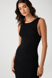 Mila Reversible Textured Maxi Dress - Black