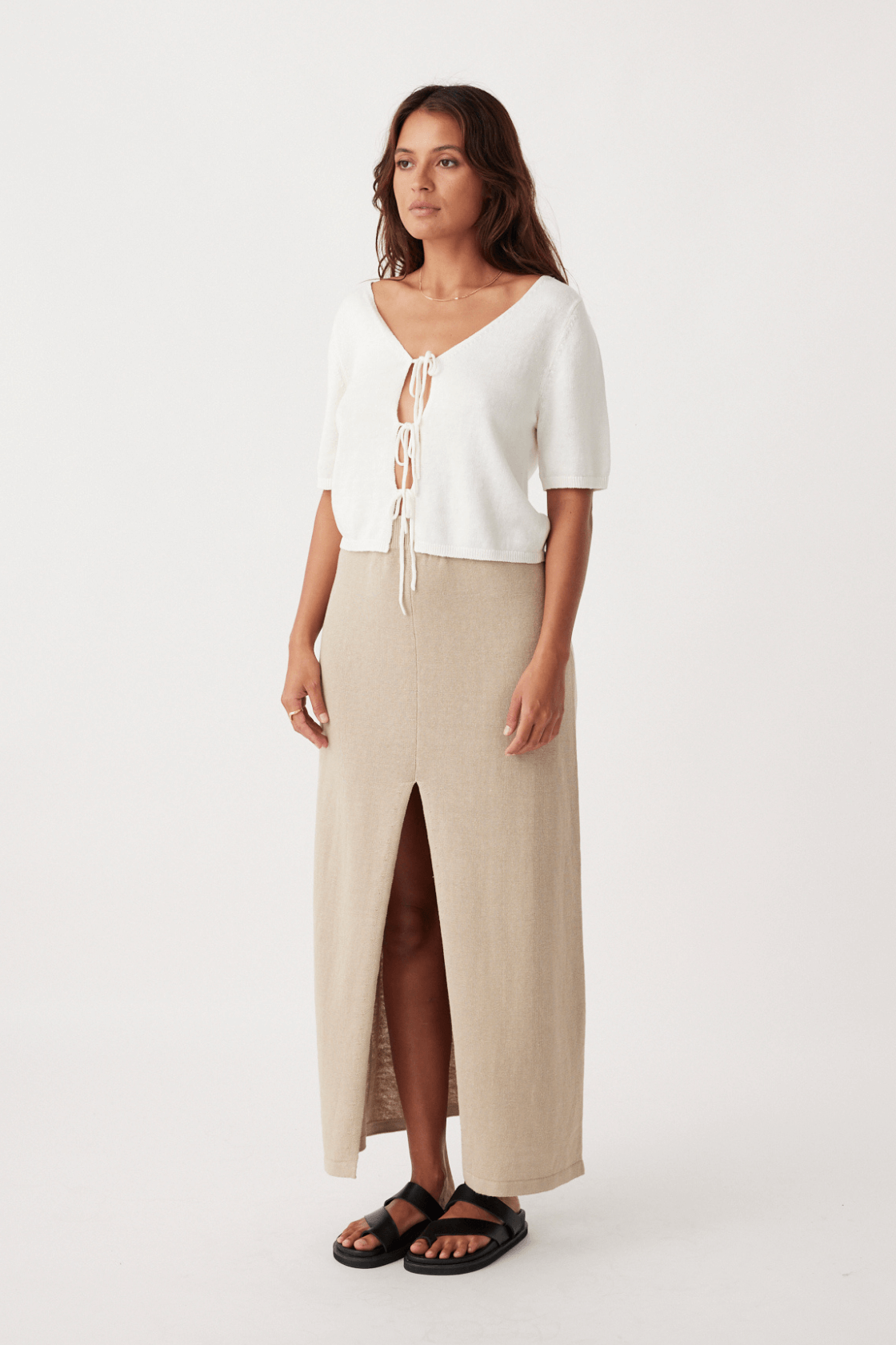 Poppy Organic Cotton Linen Skirt - Taupe