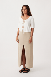 Poppy Organic Cotton Linen Skirt - Taupe