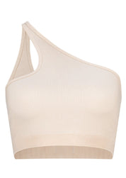 Asymmetric One Shoulder Crop - Chalk