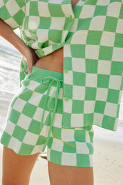 The Raf Knit And Short Set In Evergreen/Antique Check