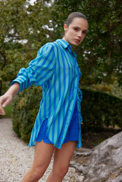 The Buddy Shirt In Lapis Sea Stripe