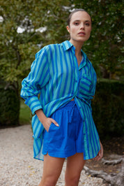 The Buddy Shirt In Lapis Sea Stripe