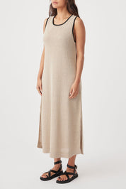 Brie Linen Knit Midi Dress - Taupe