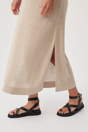 Brie Linen Knit Midi Dress - Taupe