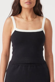 Duke Organic Cotton Cropped Tank - Black & Cream