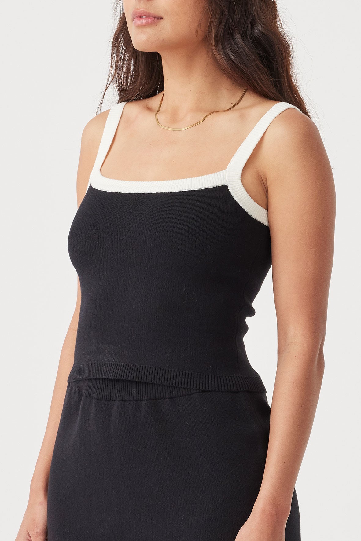 Duke Organic Cotton Cropped Tank - Black & Cream