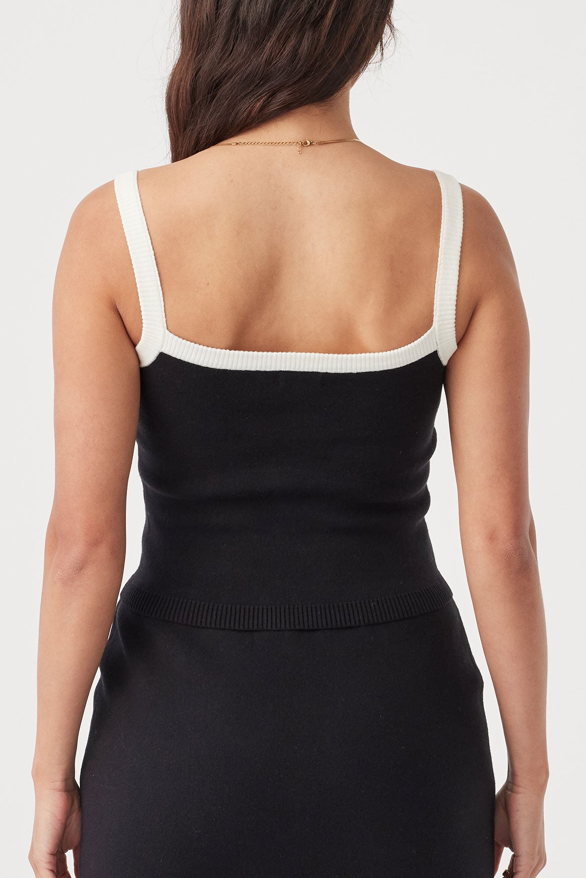 Duke Organic Cotton Cropped Tank - Black & Cream