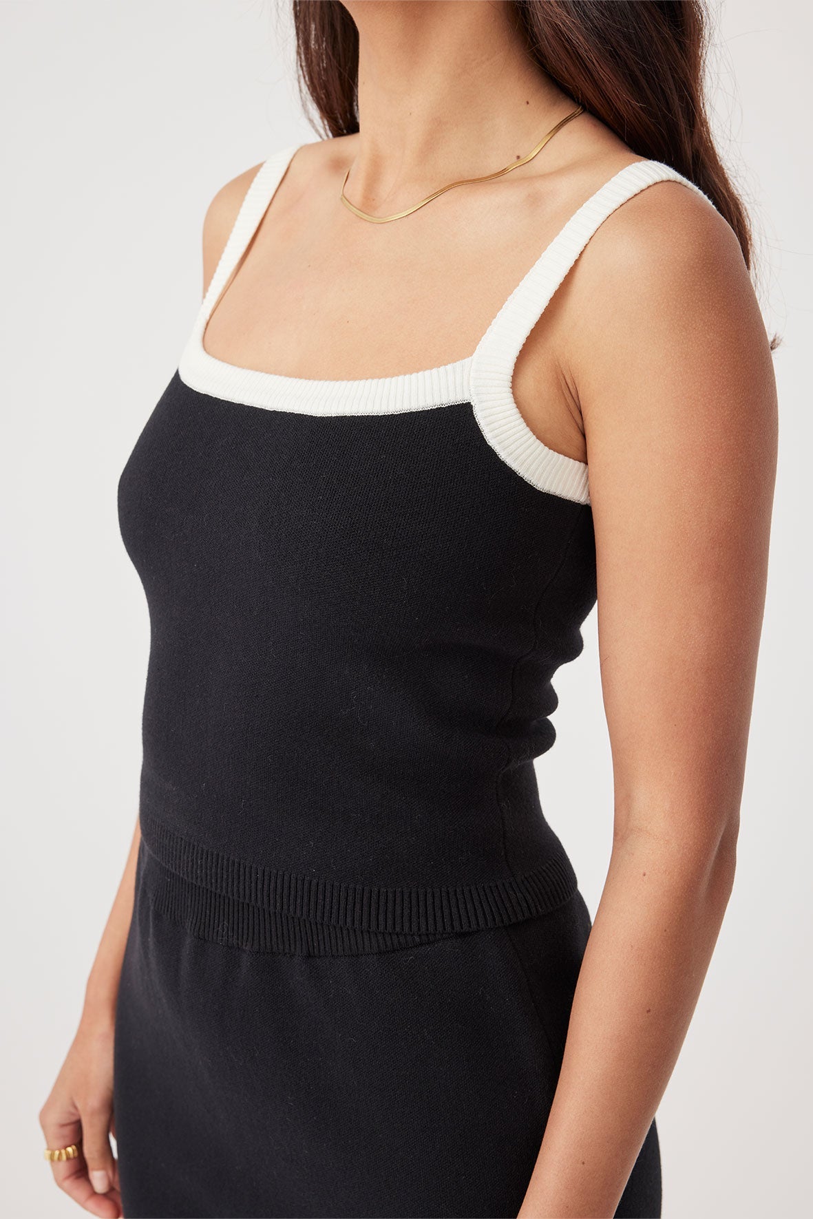 Duke Organic Cotton Cropped Tank - Black & Cream