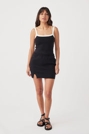 Duke Organic Cotton Cropped Tank - Black & Cream