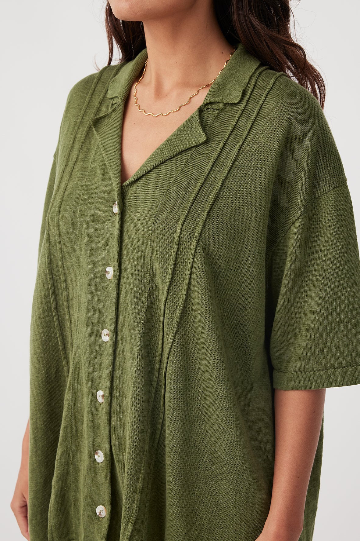 Darcy Linen Knit Shirt - Caper