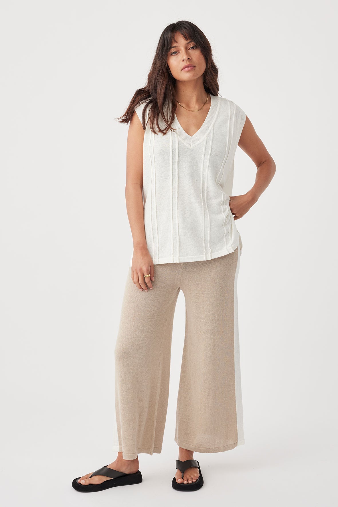 Darcy Linen Knit Vest - Cream