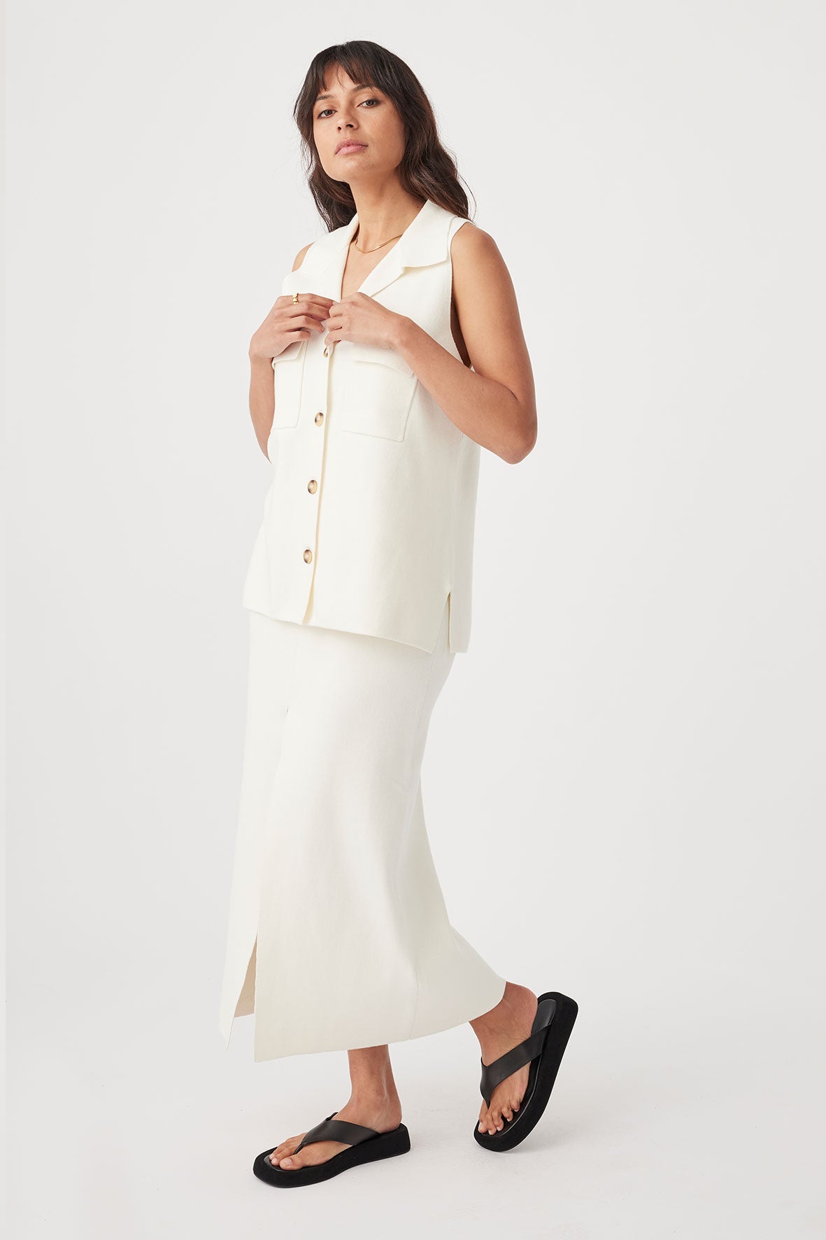 Harla Organic A-Line Skirt - Cream