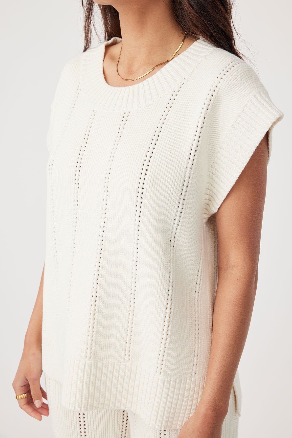 Eva Organic Cotton Vest - Cream
