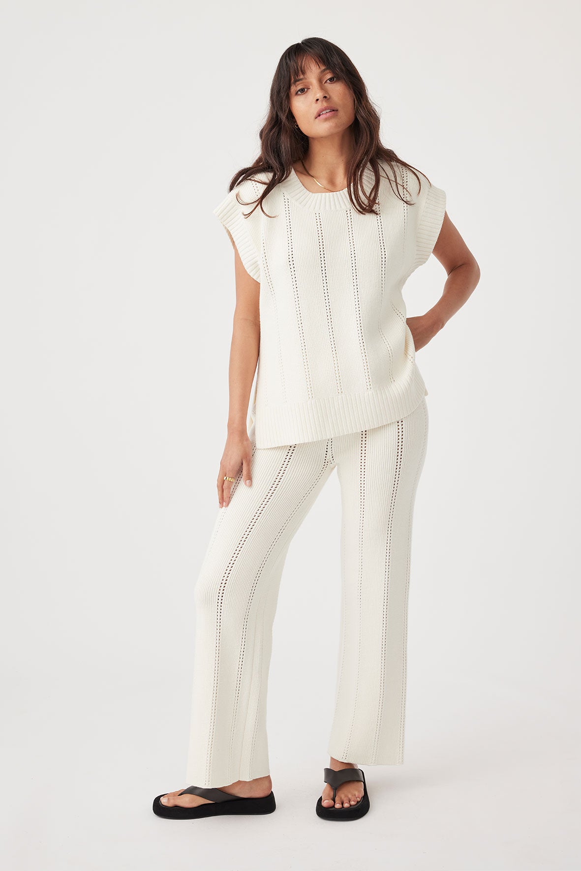 Eva Organic Cotton Vest - Cream
