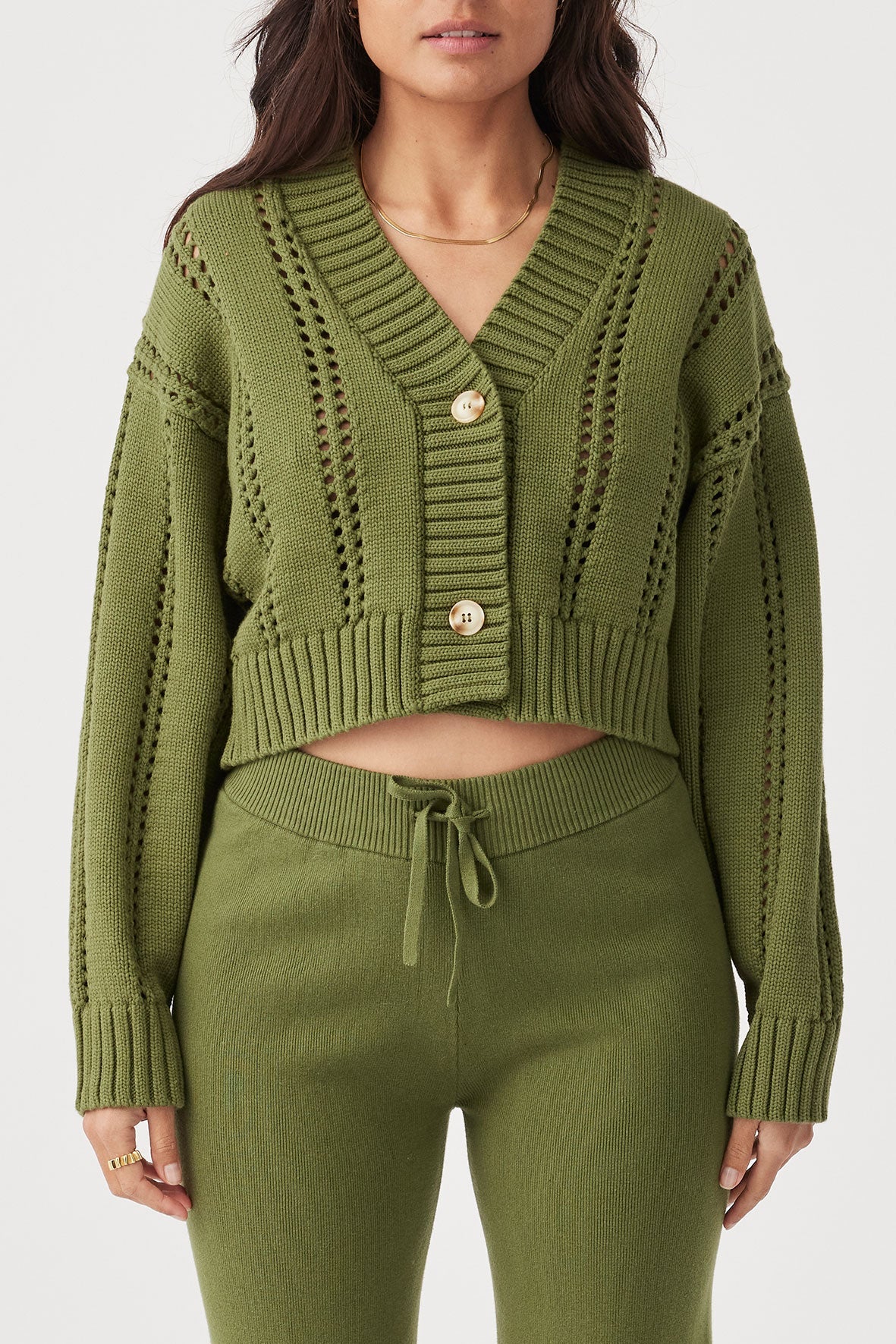 Kora Cropped Cardigan - Caper