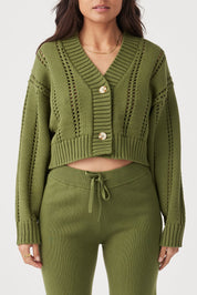 Kora Cropped Cardigan - Caper