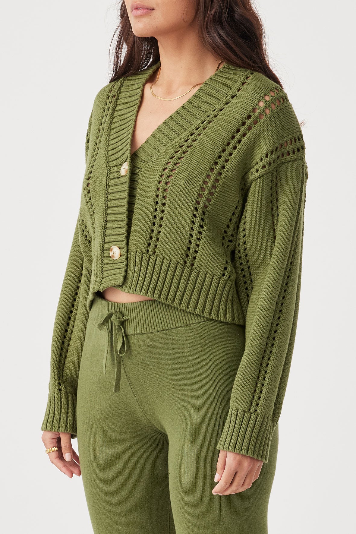 Kora Cropped Cardigan - Caper