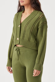 Kora Cropped Cardigan - Caper