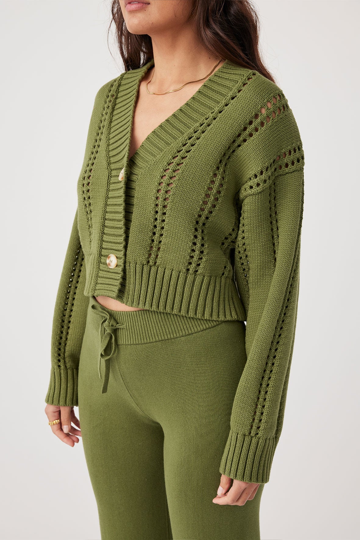 Kora Cropped Cardigan - Caper