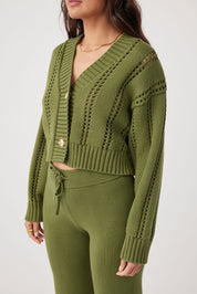 Kora Cropped Cardigan - Caper