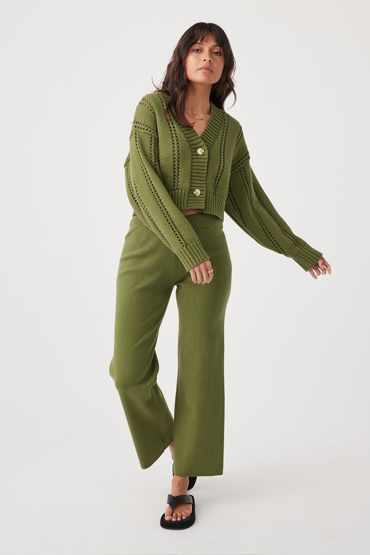 Kora Cropped Cardigan - Caper