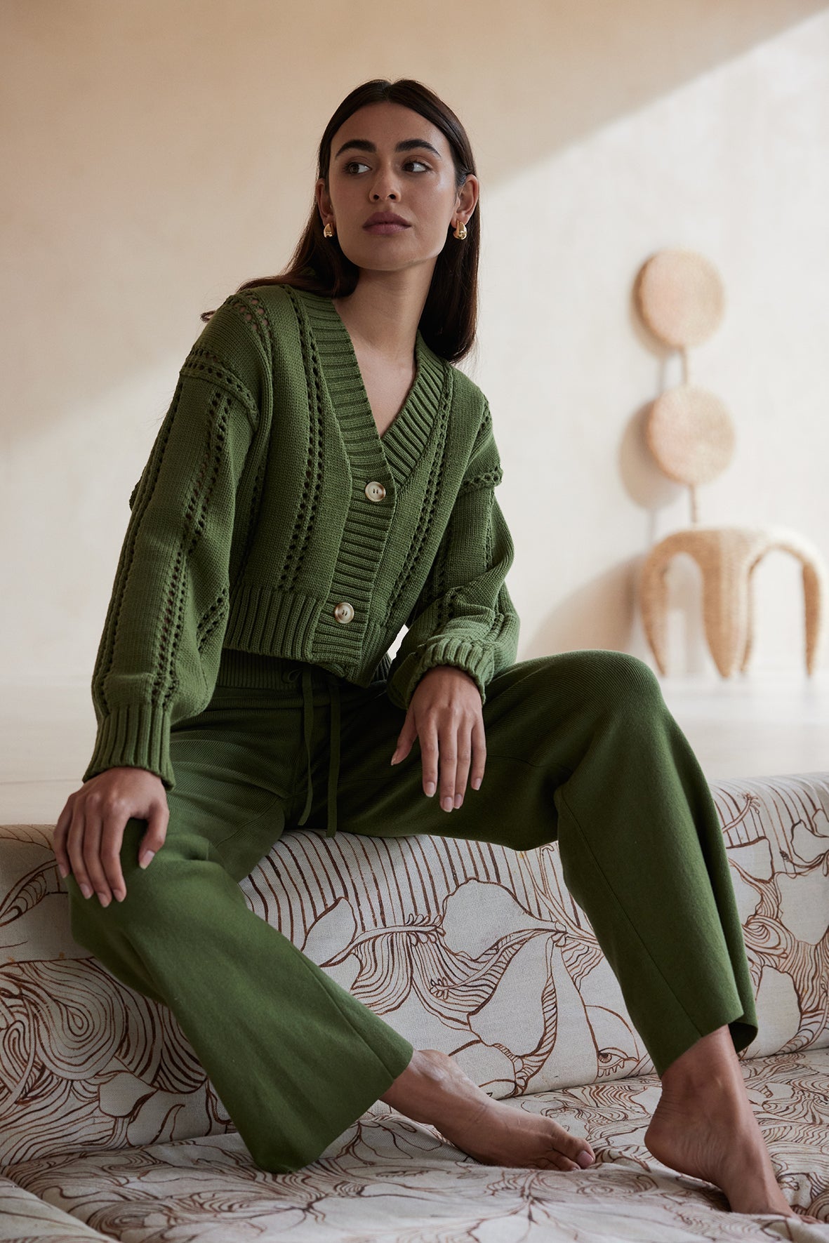Kora Cropped Cardigan - Caper