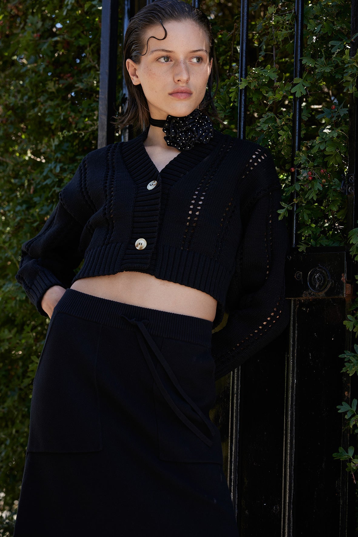 Kora Cropped Cardigan - Black