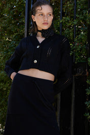 Kora Cropped Cardigan - Black