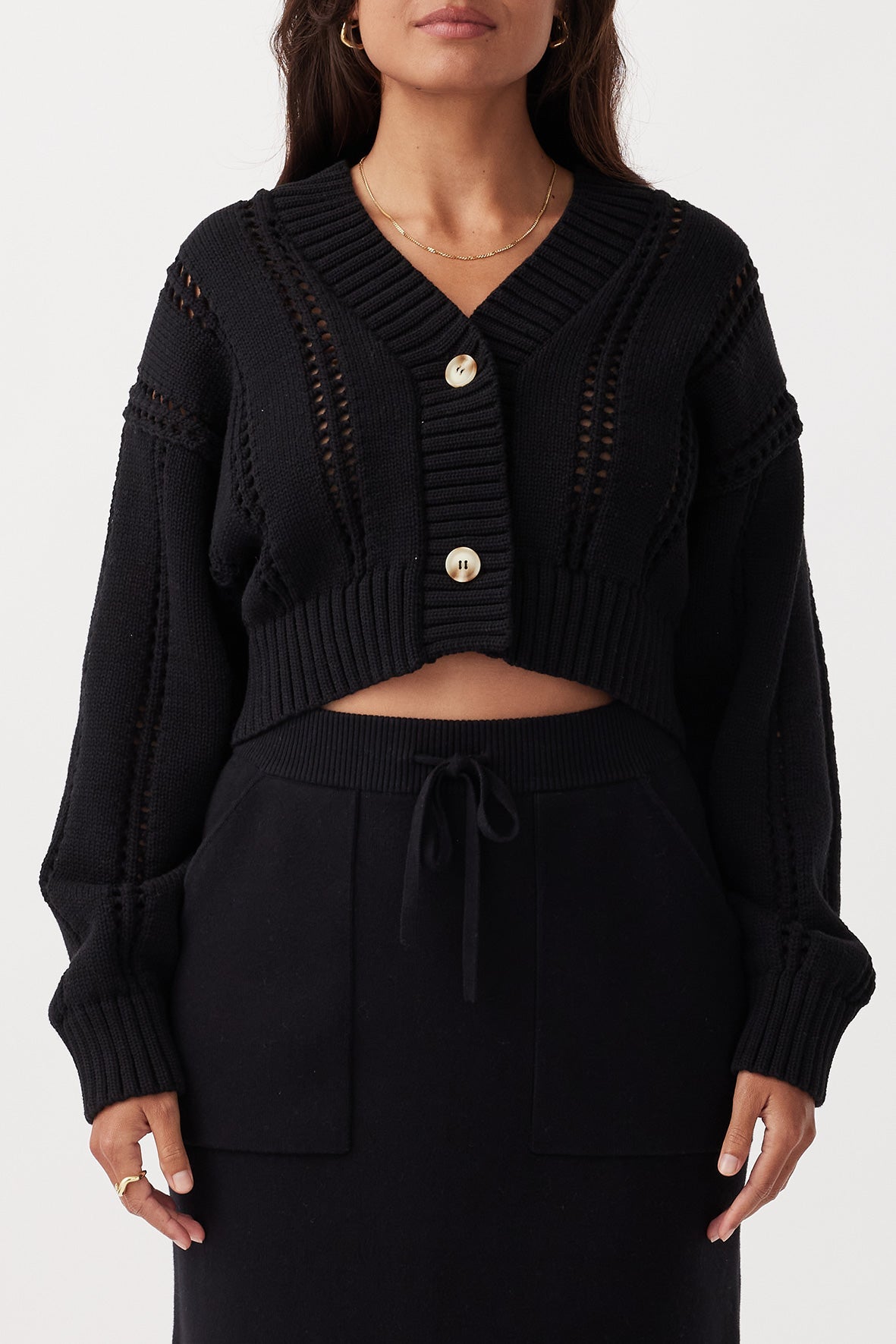 Kora Cropped Cardigan - Black