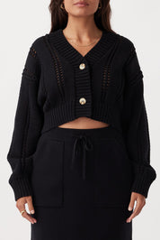 Kora Cropped Cardigan - Black