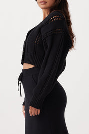 Kora Cropped Cardigan - Black