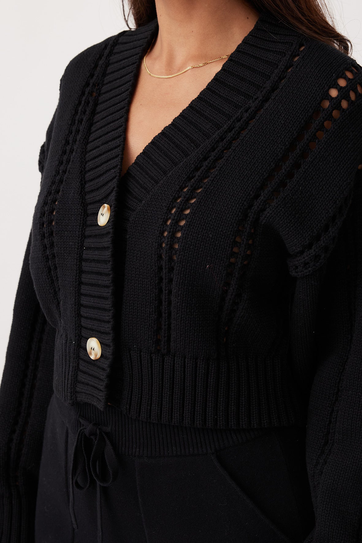 Kora Cropped Cardigan - Black