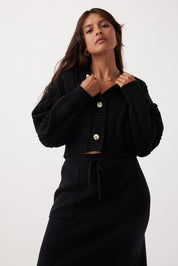 Kora Cropped Cardigan - Black