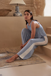 Larri Organic Linen Pant - Sky & Cream