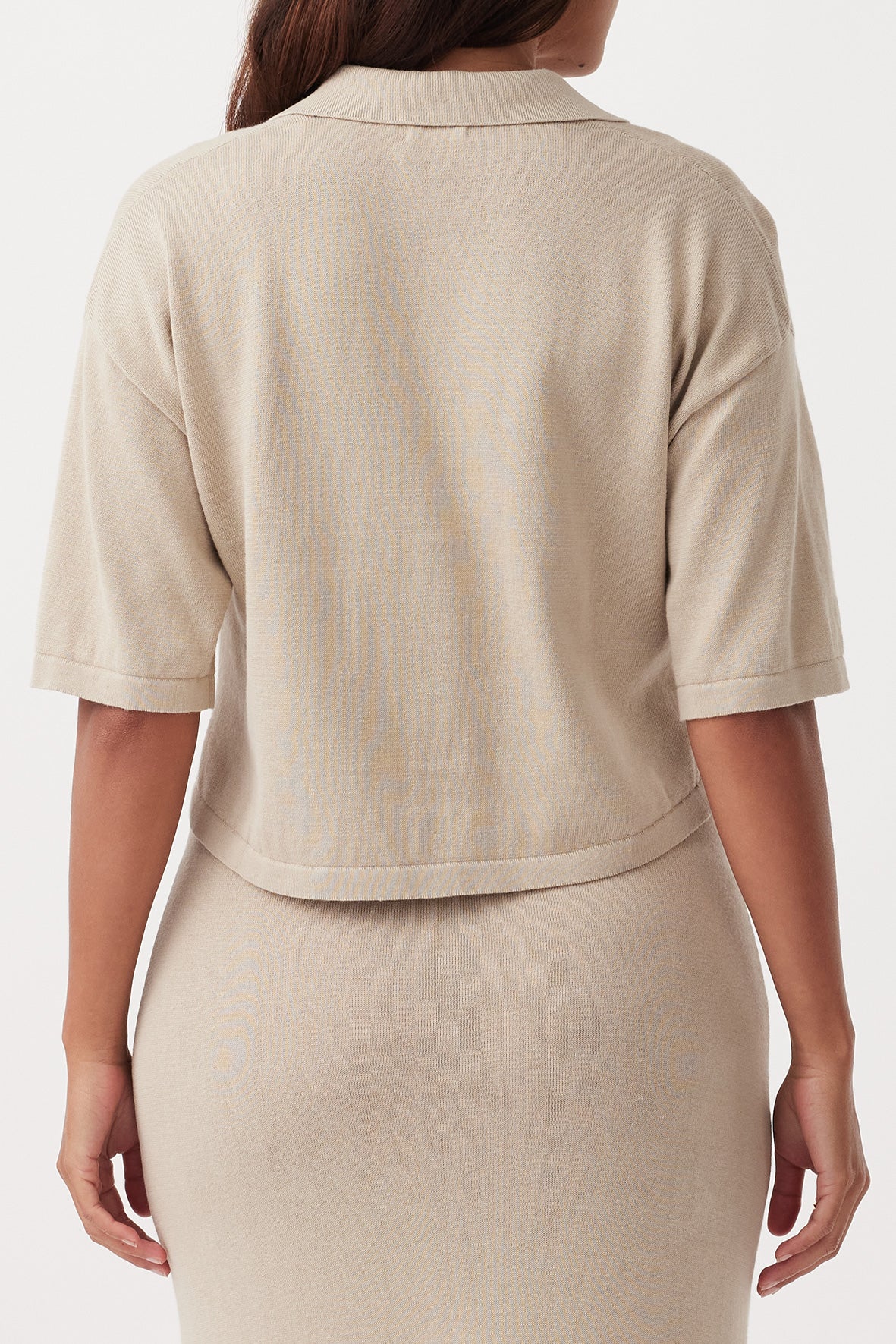 Quinn Cropped Shirt - Taupe & Cream