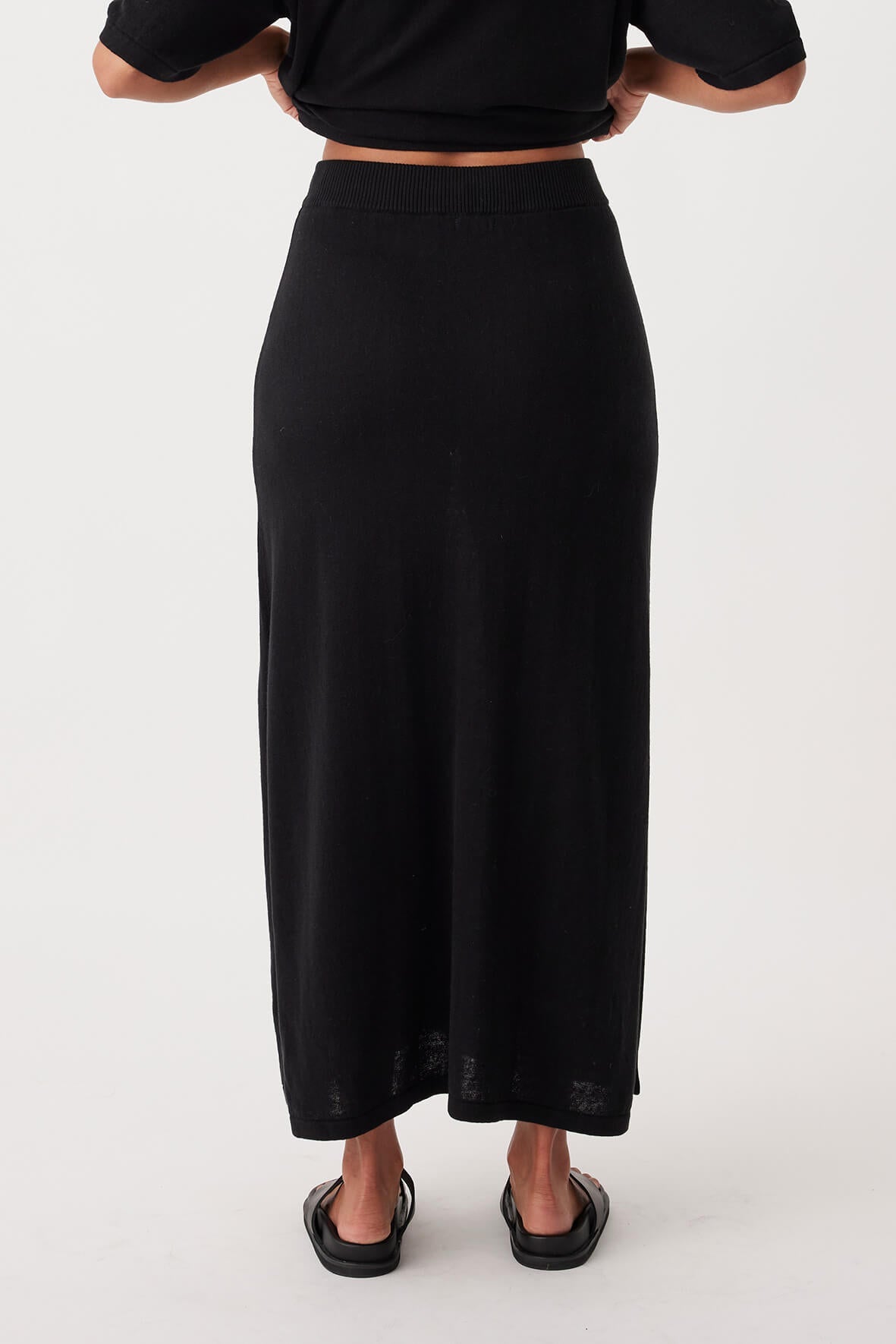 Quinn Organic Cotton-Linen Skirt - Black & Taupe