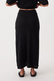 Quinn Organic Cotton-Linen Skirt - Black & Taupe