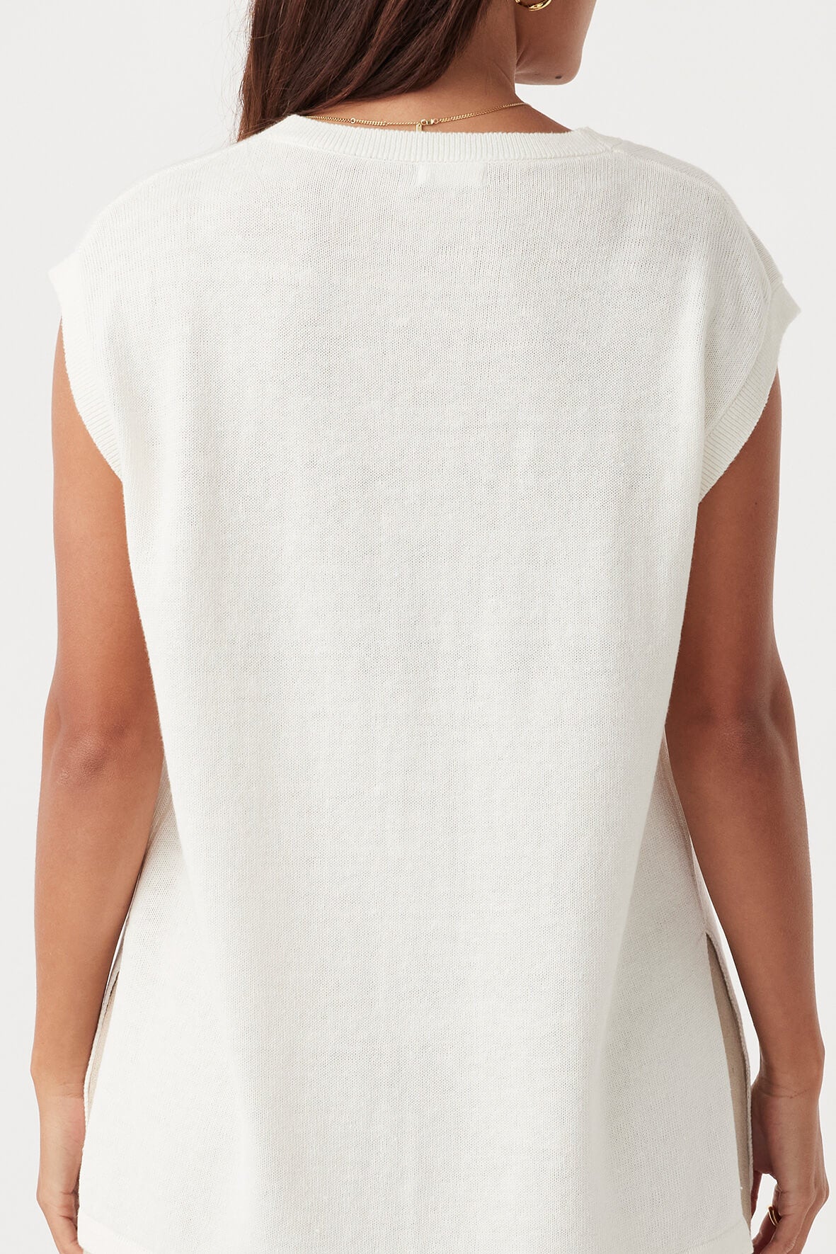 Ada Cotton Linen Vest - Cream