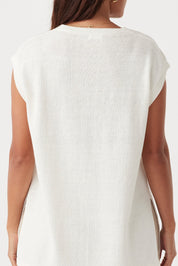 Ada Cotton Linen Vest - Cream