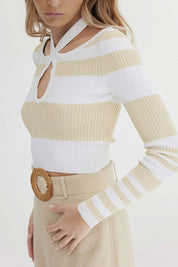 Blair Top Almond And Cream Stripe