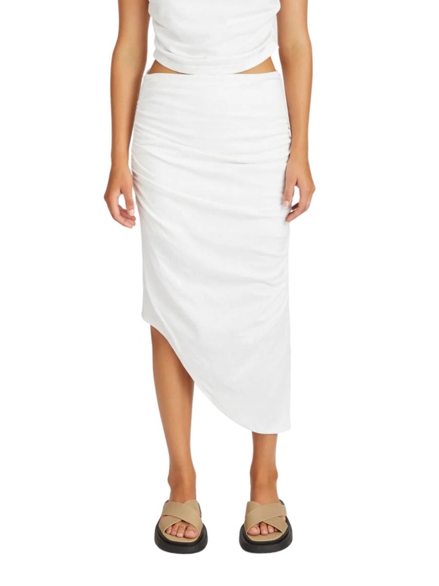 Hemp Cotton Ruched Skirt White