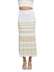 Sage Skirt Almond And Cream Stripe